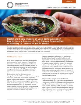 Health and social impacts of long-term evacuation due to natural disasters in First Nations communities: A summary of lessons for public health