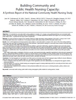 Building community and public health nursing capacity: A synthesis report of the national community health nursing study 