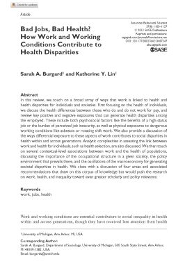 Bad Jobs, Bad Health? How work and working conditions contribute to health disparities