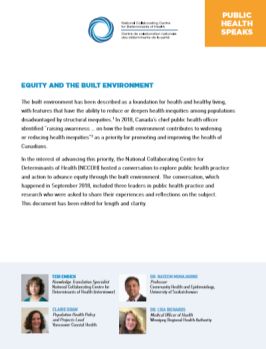 Public Health Speaks: Equity and the built environment