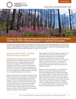 Out of the ashes: Ashcroft Indian Band and the Elephant Hill wildfire – Insights for public health responses to long-term evacuation 