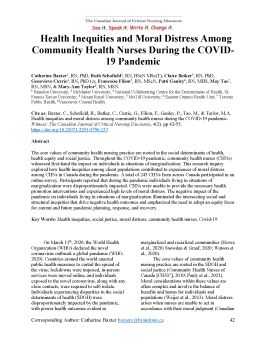 Health inequities and moral distress among community health nurses during the COVID-19 pandemic