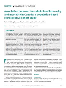 Association between household food insecurity and mortality in Canada: A population-based retrospect