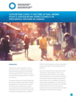 Supporting COVID-19 vaccine uptake among people experiencing homelessness or precarious housing in Canada