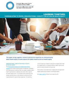 Learning Together: Communicating to propel organizational capacity for action on health equity