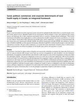 Social, political, commercial, and corporate determinants of rural health equity in Canada: an integrated framework