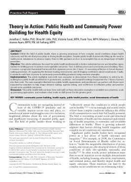 Theory in Action: Public Health and Community Power Building for Health Equity. 
